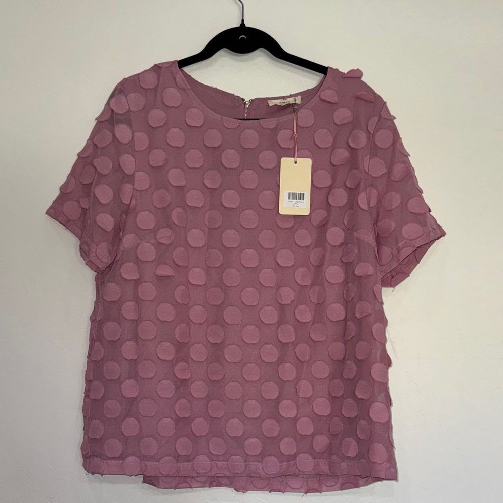 Entro Dusty Rose Polka Dot Blouse NWT